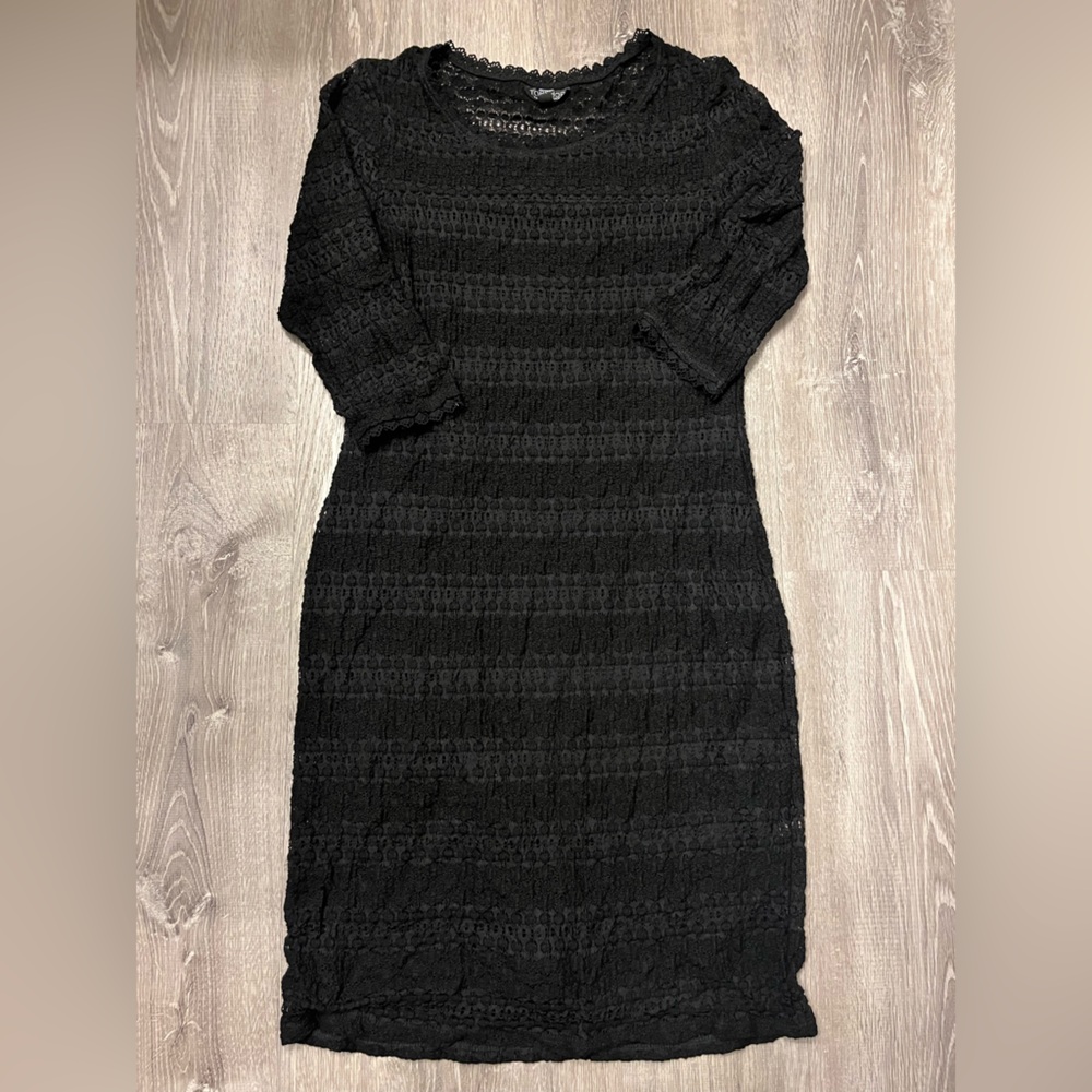 Women's TopShop Maternity Black Long Sleeve Fitted Dress- Size 8- Pre-owned